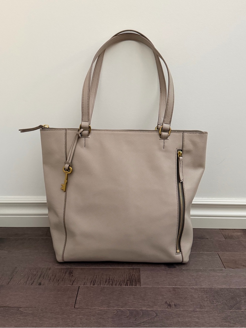 Fossil Leather Top Zip Tote Bag